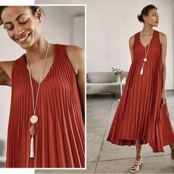 J. Jill Dresses & Skirts - J Jill Womens Size Small Woven Sunburst Pleated Elliptical Midi Dress Sleeveless